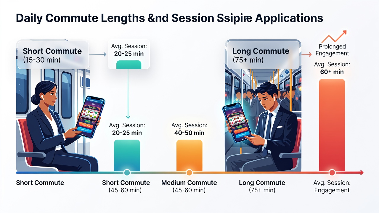 Commuters on public transit using mobile devices during daily travel