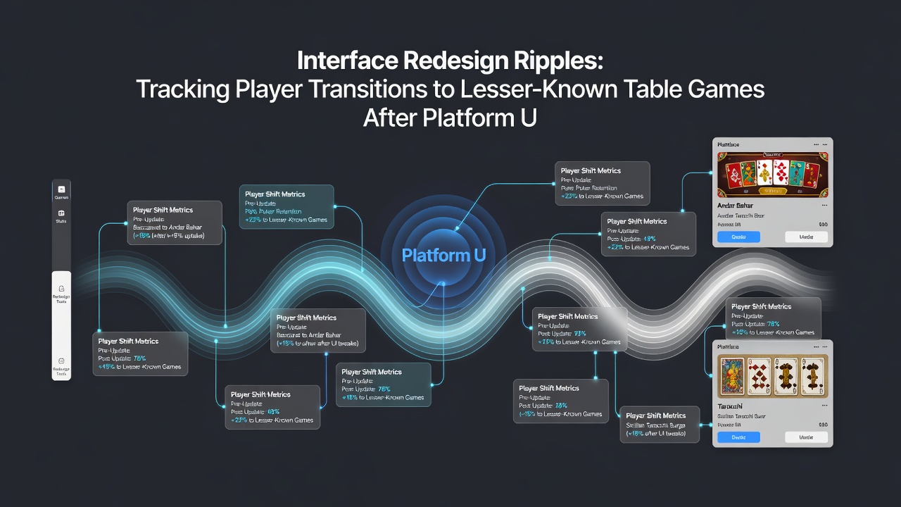 Analytics dashboard displaying player transition metrics across table game categories after redesign