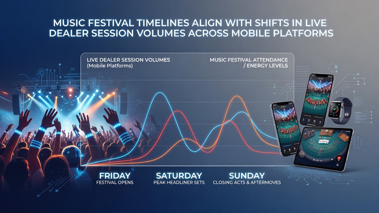Mobile screen displaying live dealer blackjack table during a music festival weekend